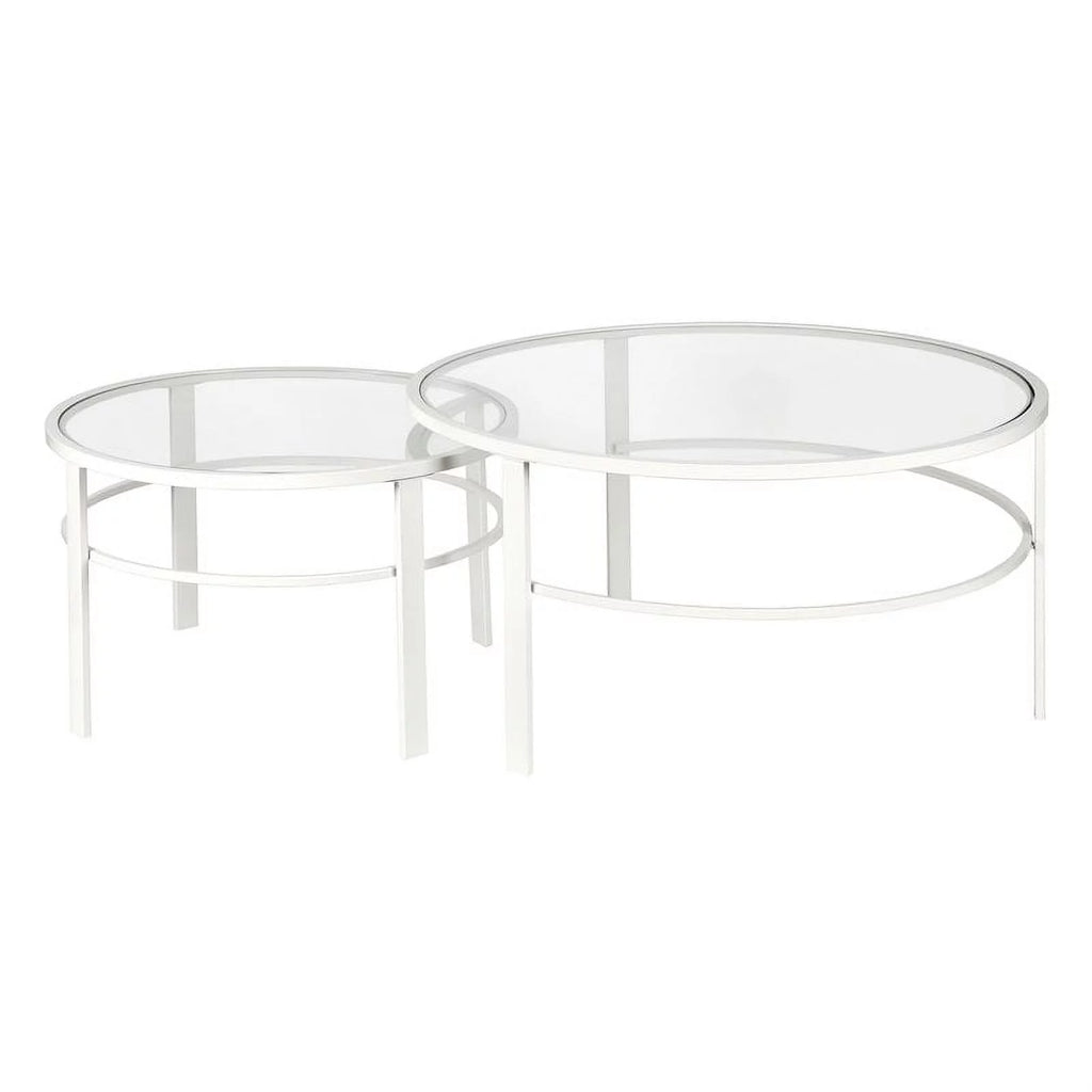 2 Piece Nested Metal & Glass Coffee Table in White H3759
