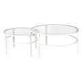2 Piece Nested Metal & Glass Coffee Table in White H3759
