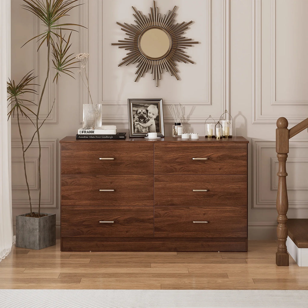 Black 6 Drawer Wood Dresser Z90622