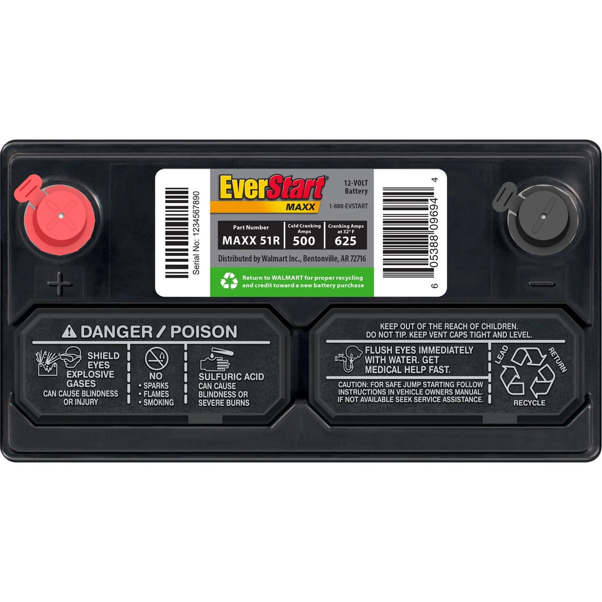 Lead Acid Automotive Battery Group Size 51R 12 Volt 500 CCA B576