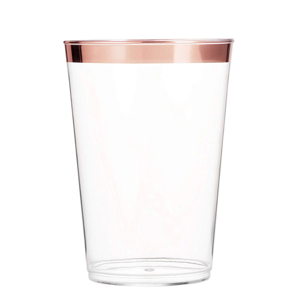 100 Rose Gold Rimmed 14 Oz Plastic Cups S42185