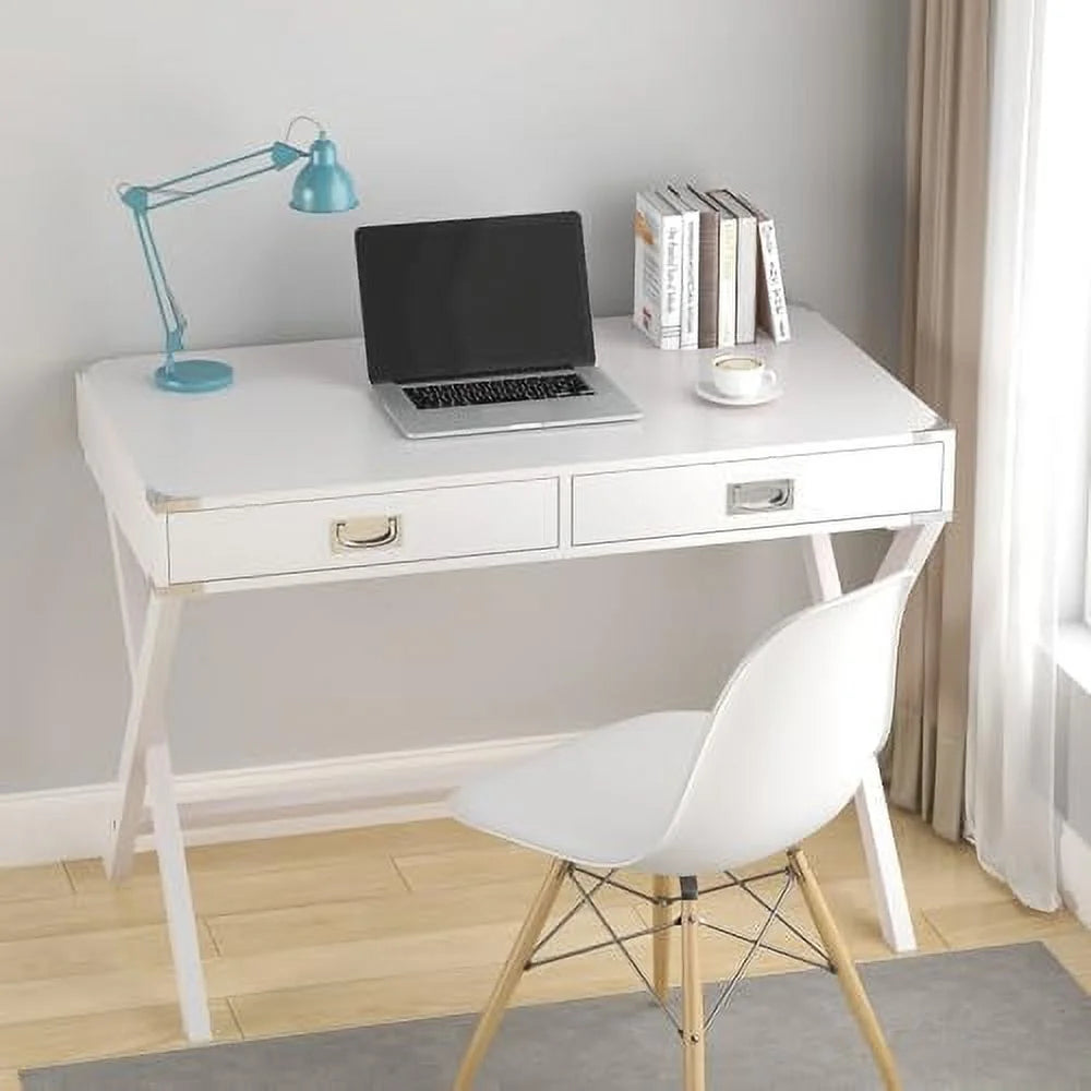 Small White Computer Desk with Drawer F3730