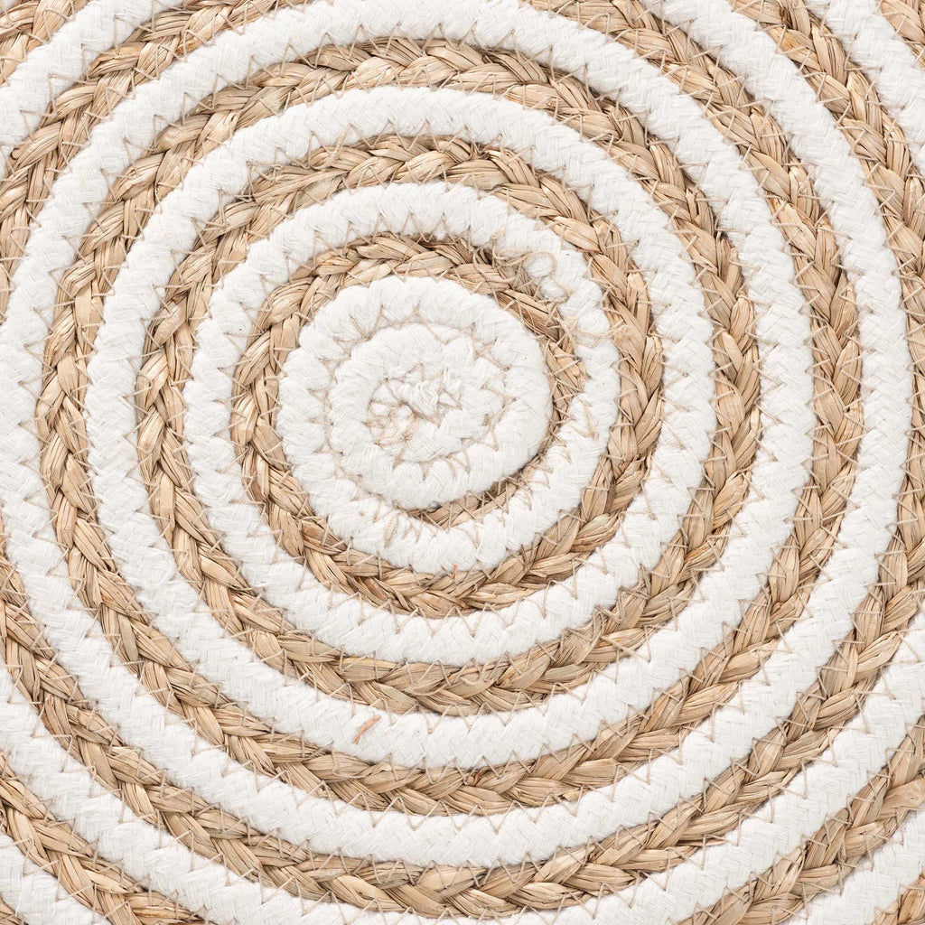 Natural Brown Seagrass and Woven Rope Ottoman Footstool Q657