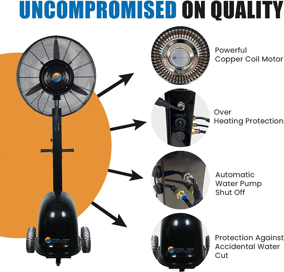 Oscillating Misting Pedestal Fan 12 Gallon 3 Speed 26 inch Black X533