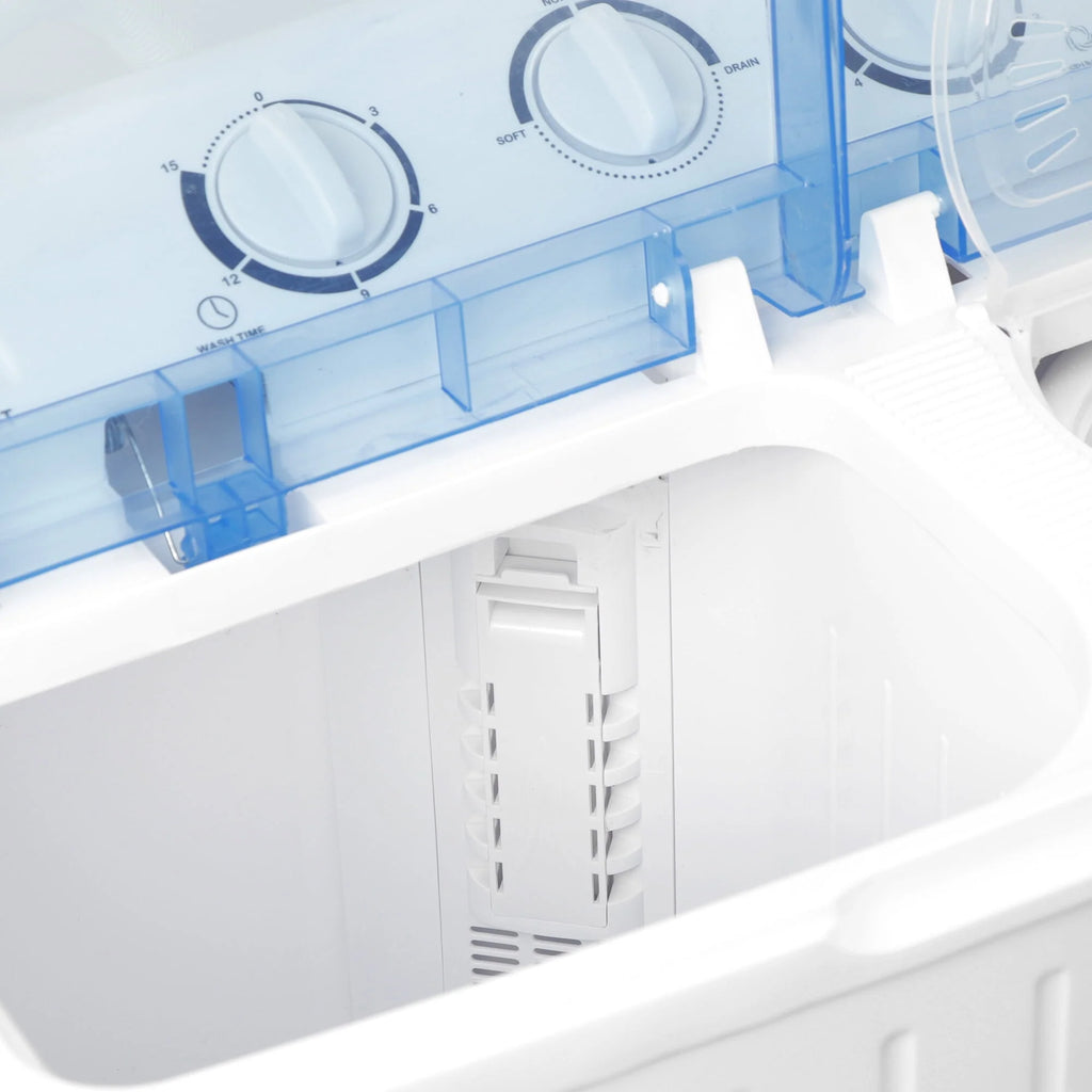 17.6lbs 2 in1 Portable Mini Washing Machine Top-Load Compact Laundry Twin Tub Washer Spin Dryer, White W339508