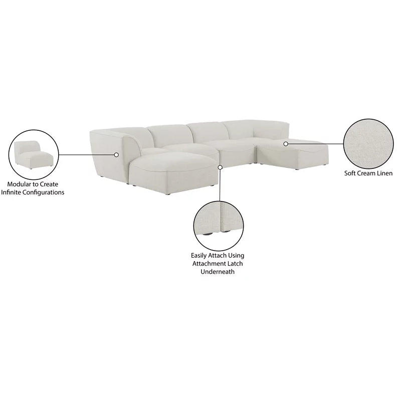 Cream Linen Textured Modular Sectional C867