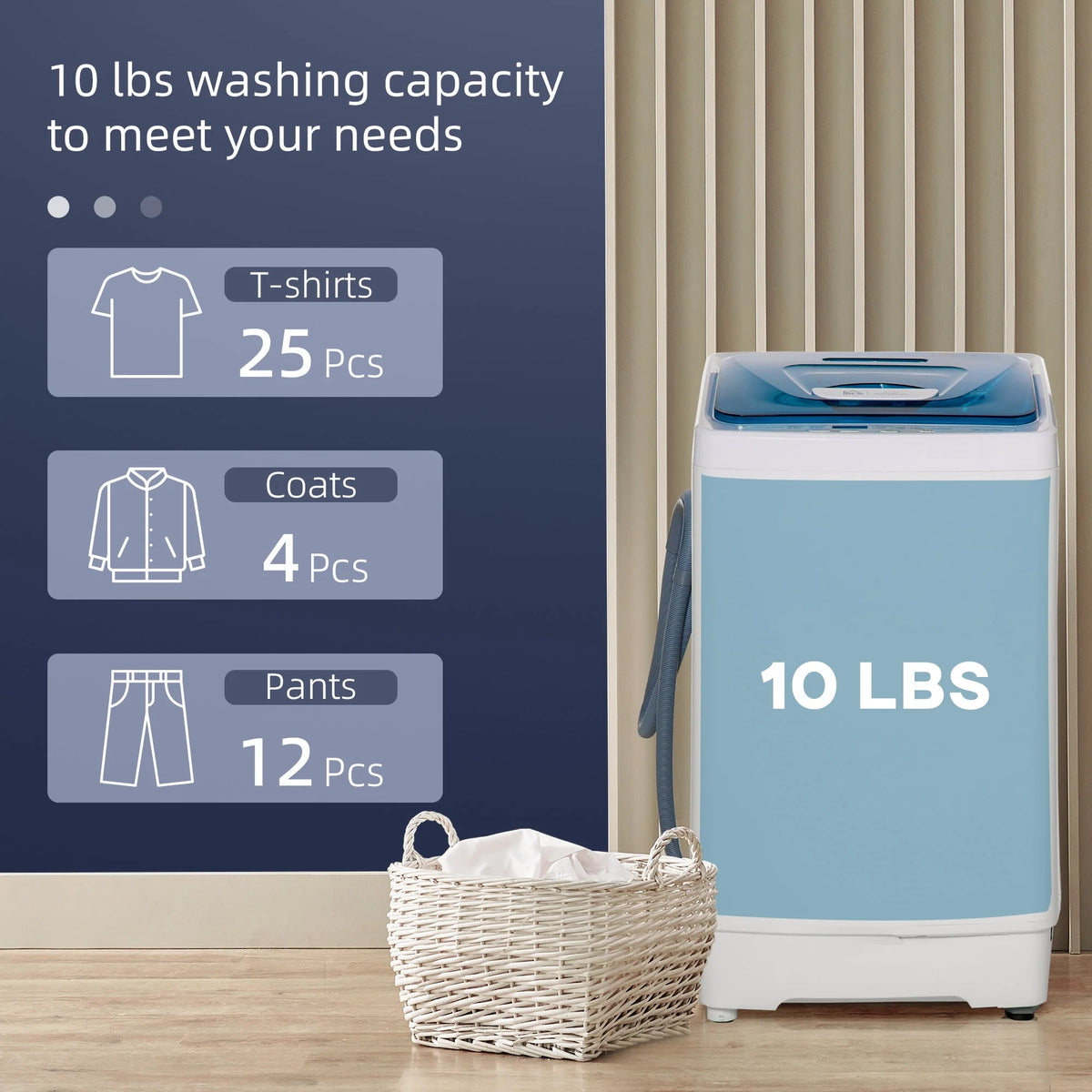 2-In-1 Portable Washing Machine and Spin Dryer, 1.38Cu.Ft, 8 Programs, White D873