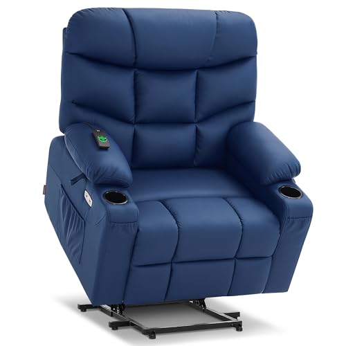 Power Lift Recliner Chair with Extended Footrest Faux Leather E7816
