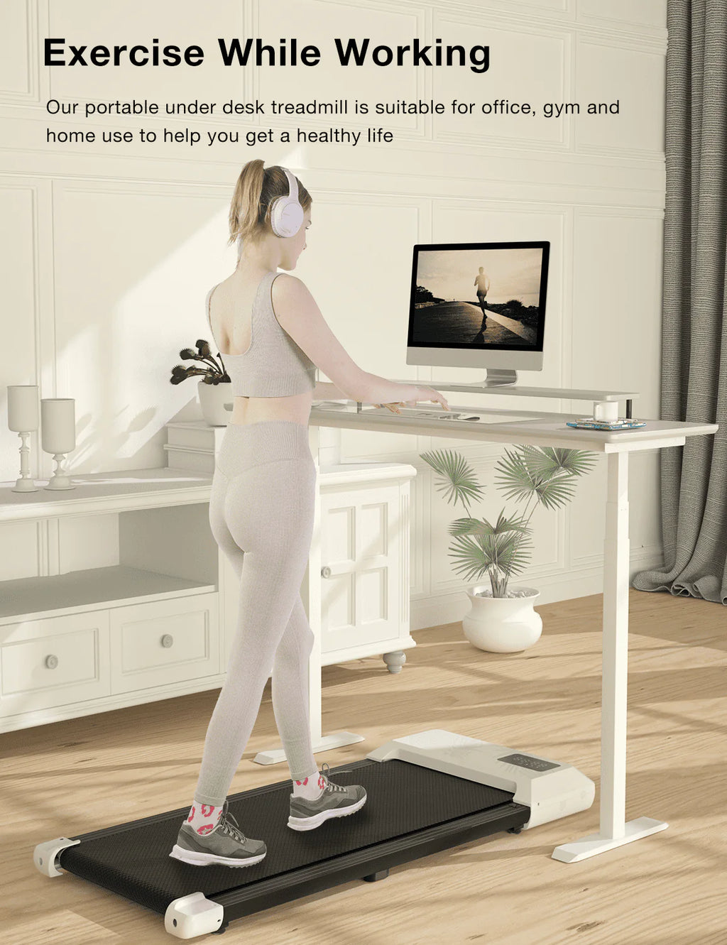 2 in 1 Under Desk Treadmill with Remote Control and LED Display X80925