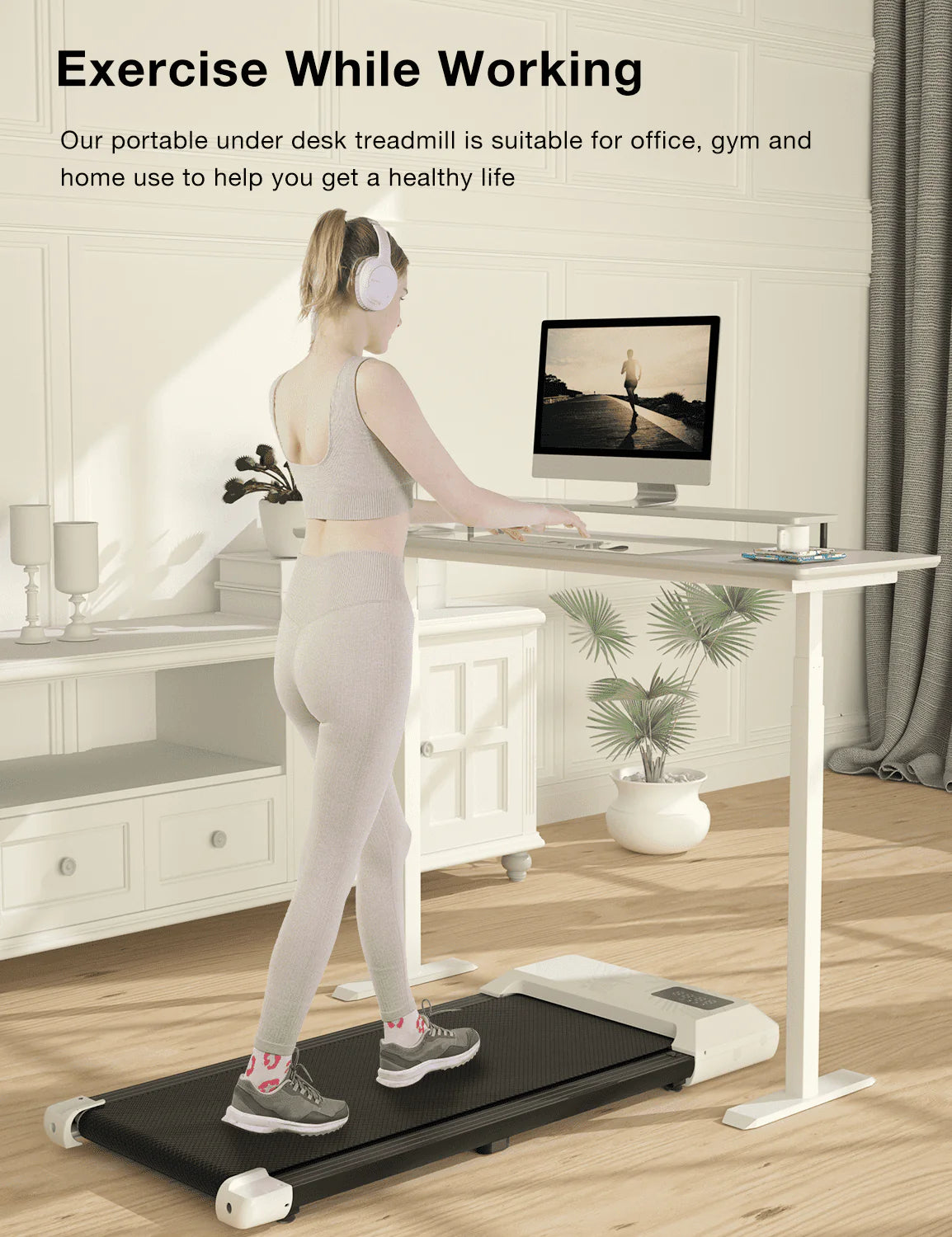 2 in 1 Under Desk Treadmill with Remote Control and LED Display X80925
