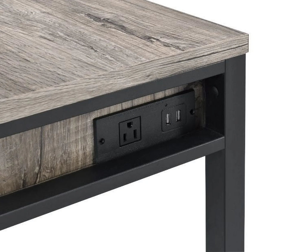 Light Weathered Oak Black Writing Desk B976