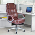 Brown Leather Ergonomic Office Chair with Headrest L11501