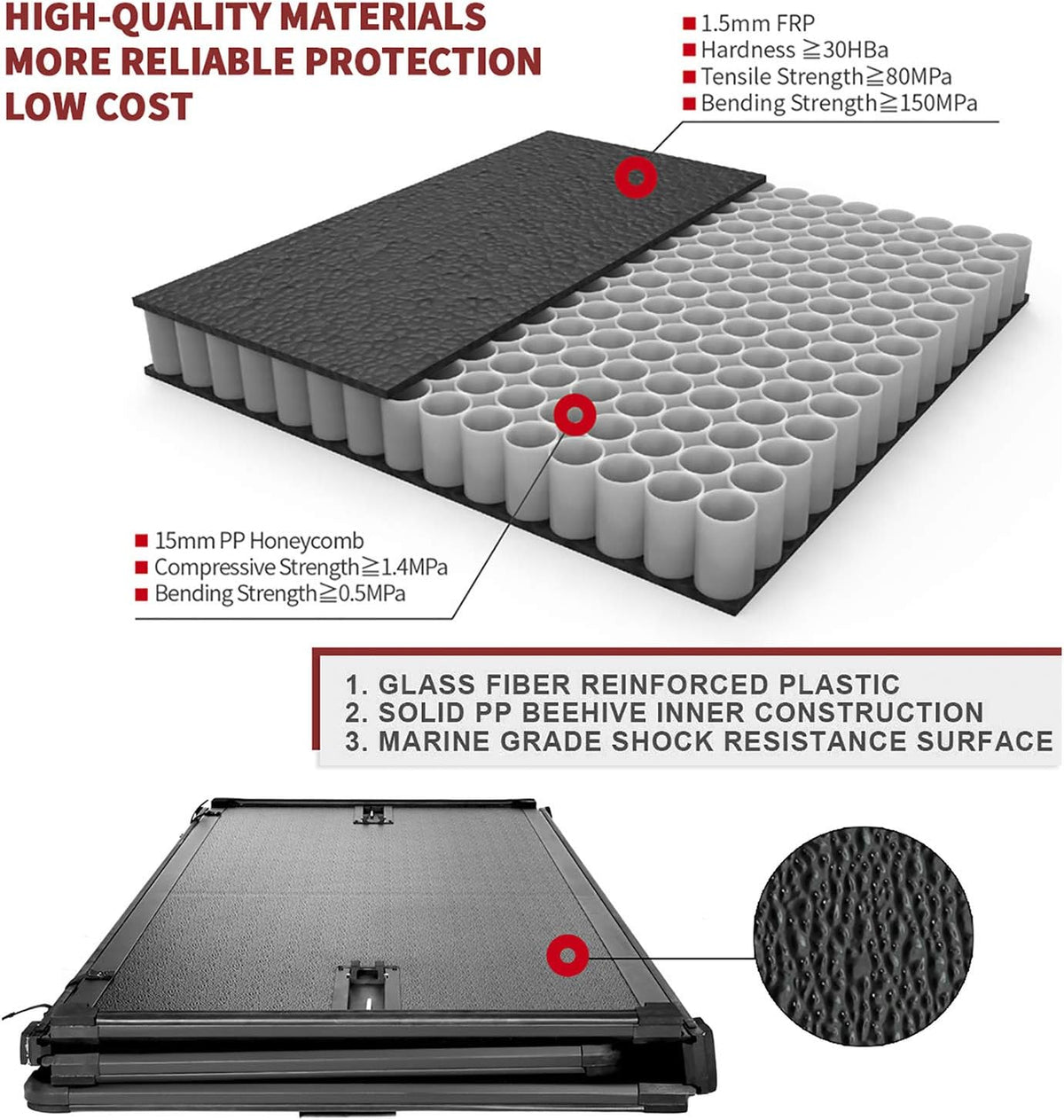 Hard Tri-Fold Truck Bed Tonneau Cover 5' Fleetside Waterproof G42929