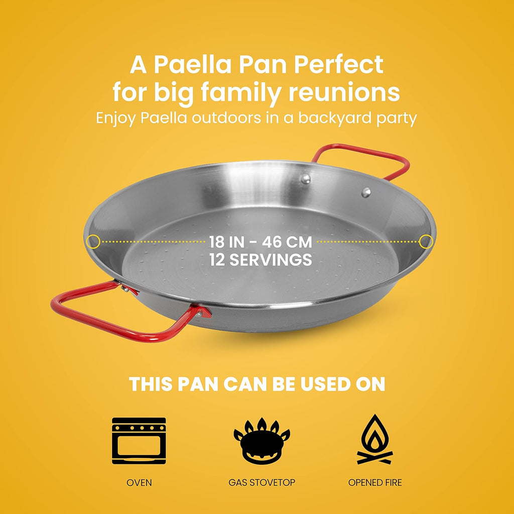 16 Inch Carbon Steel Paella Pan Set with Burner Q42020