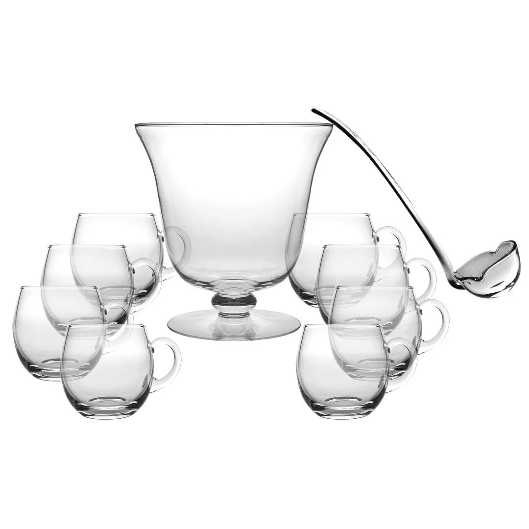 European Glass 10 Piece Punch Bowl Set B70812