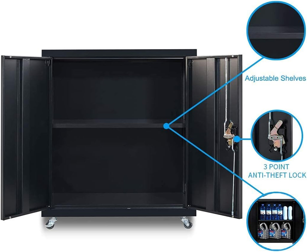 Black Metal Storage Cabinet with Wheels A17020