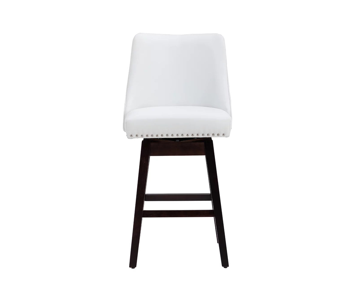 27.5 Inch White Faux Leather Swivel Bar Stool Set of 2 G953345