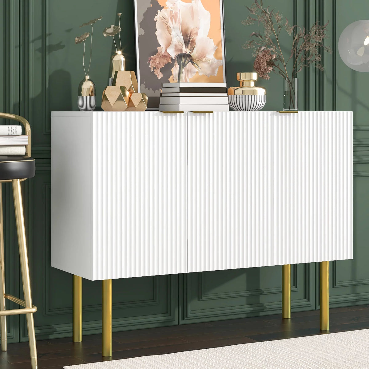 White Wood Buffet Cabinet with Storage V972122