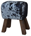 Cow Hide Stool in Black & White M41702