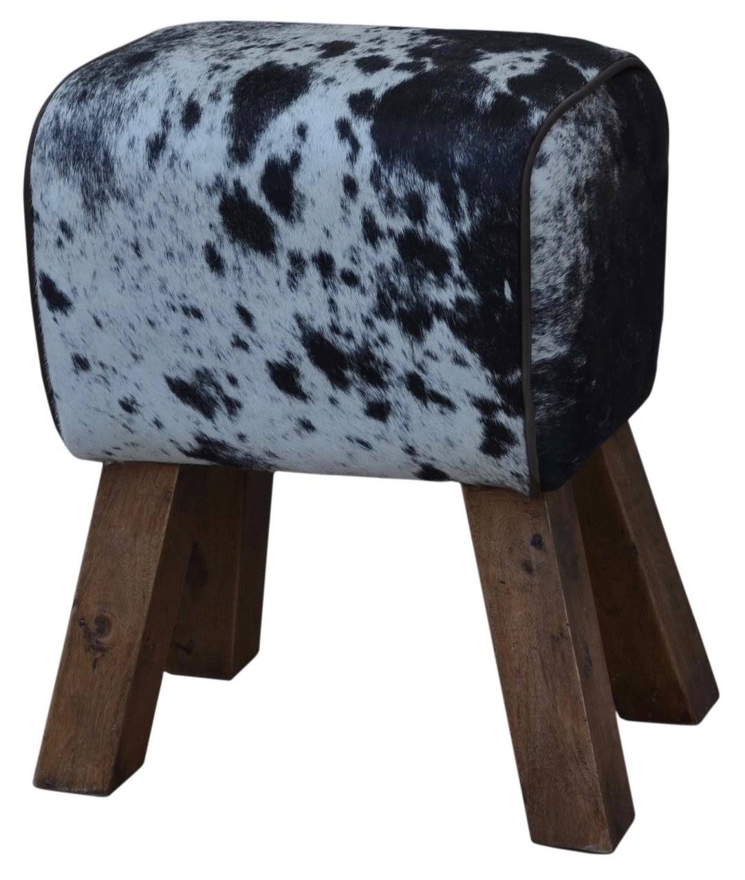 Cow Hide Stool in Black & White M41702