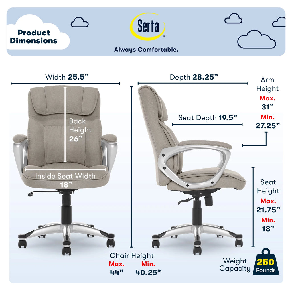 Gray Fabric High-Back Office Chair with Arms O509545