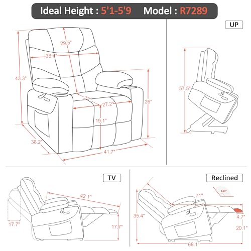 Power Lift Recliner Chair with Extended Footrest Faux Leather E7816