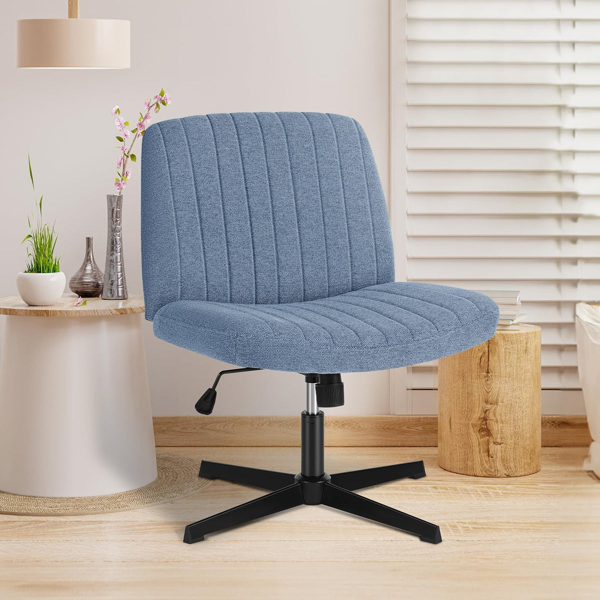 Brown Height Adjustable Armless Leather Accent Chair X16011
