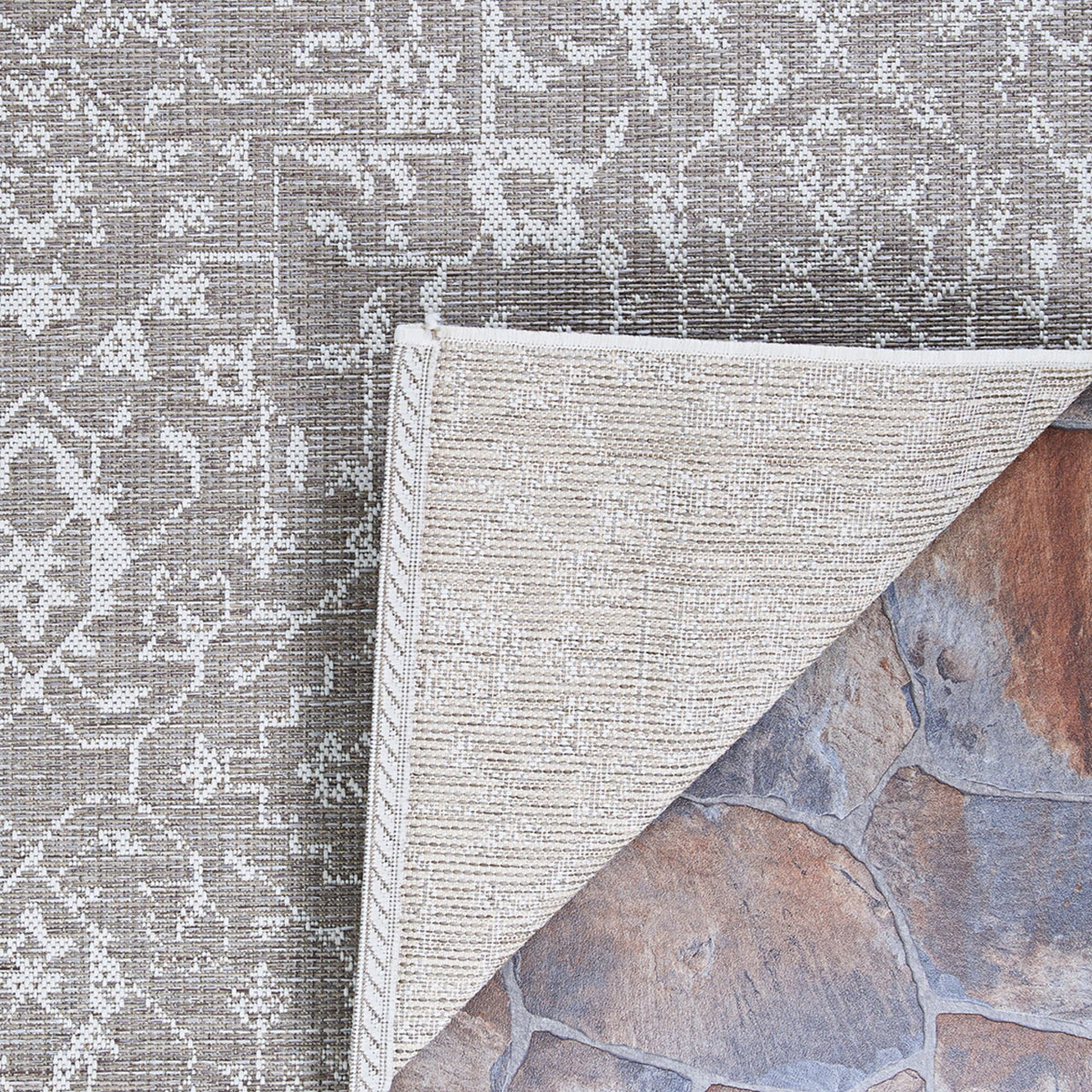 Mushroom-Ivory Indoor/Outdoor Area Rug 5'10" x 9'2" O685917