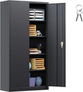 71 In Black Metal Storage Cabinet with Locking Doors and Adjustable Shelves U47255