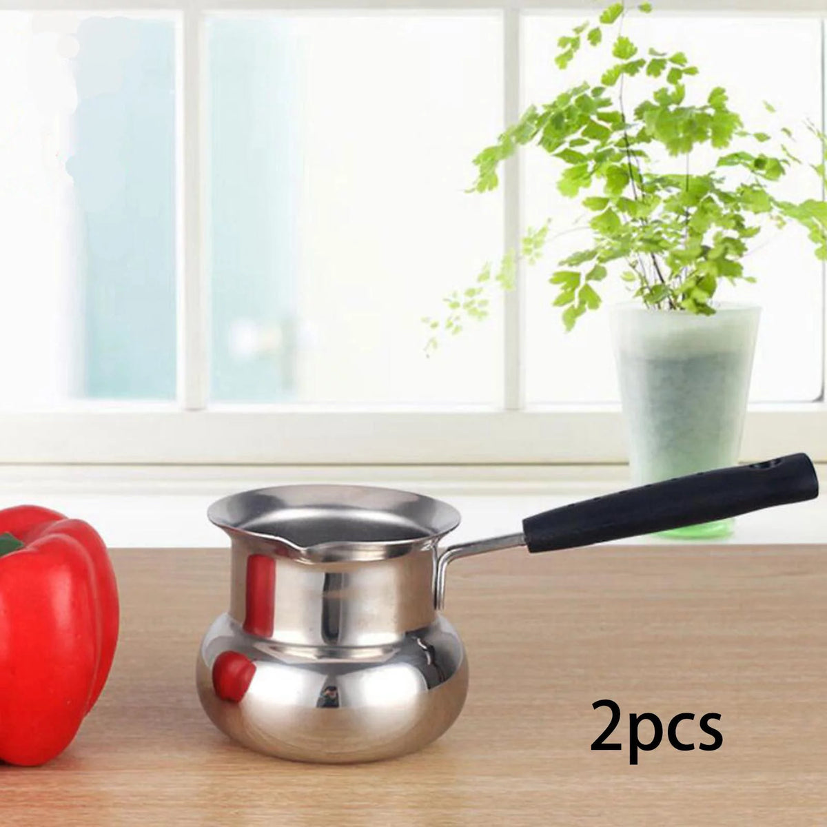 900ml Hammered Stainless Steel Turkish Coffee Pot with Handle P42762