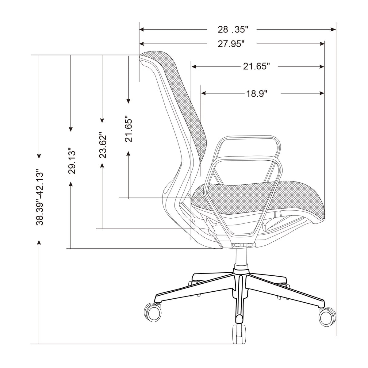 Black Ergonomic Mesh Mid-Back Manager Chair Z3345