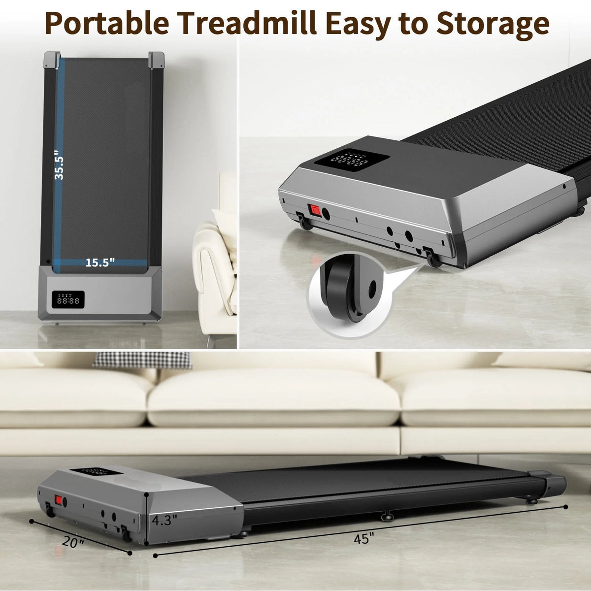 2 in 1 Under Desk Treadmill with Remote Control and LED Display X80925