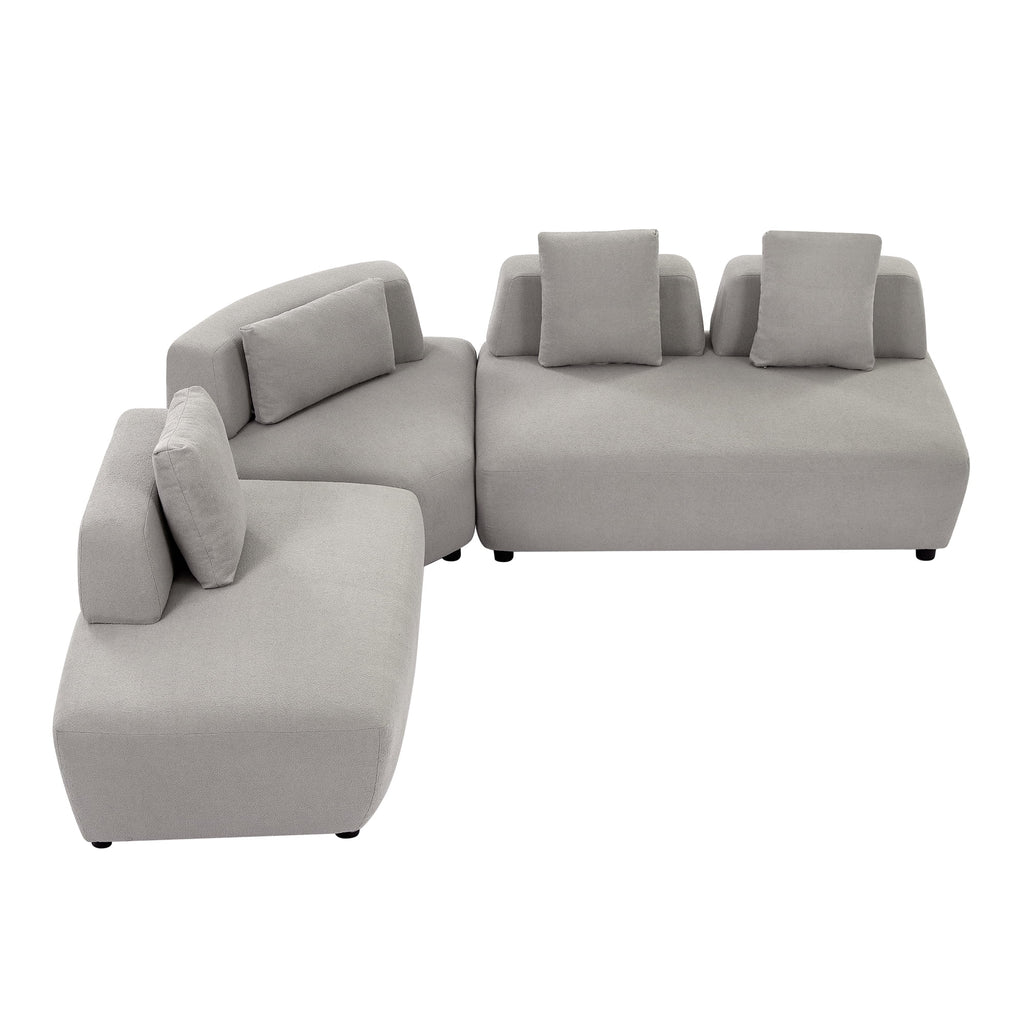 92.51" 3-Piece Grey Sectional Sofa with Removable Pillows H170