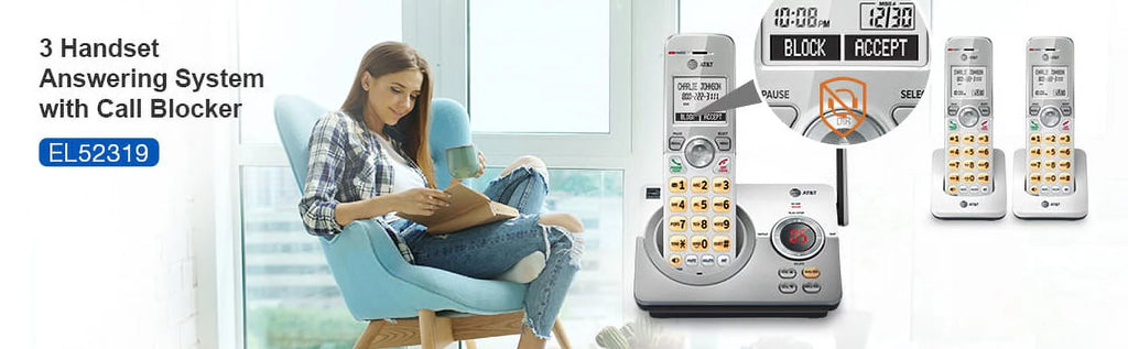 Expandable Cordless Phone with Answering System and Caller ID, 3 Handsets, White/Silver R416