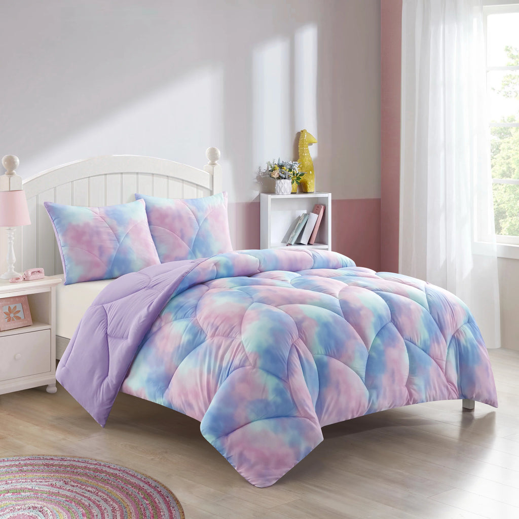 Pink Purple Ombre Polyester Twin Comforter Set S93867