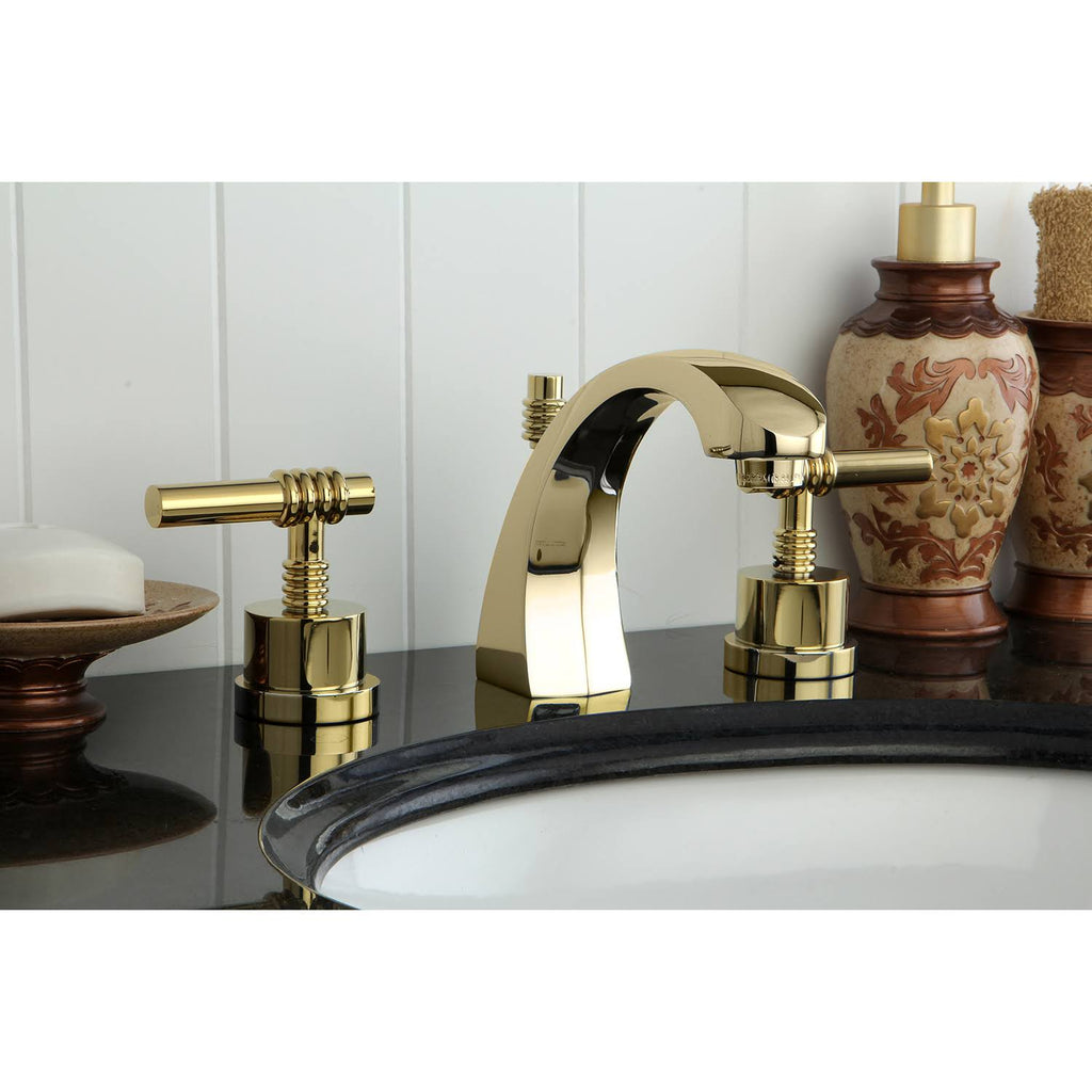 Polished Brass Two Handle Widespread Lavatory Faucet with Pop-Up B590780