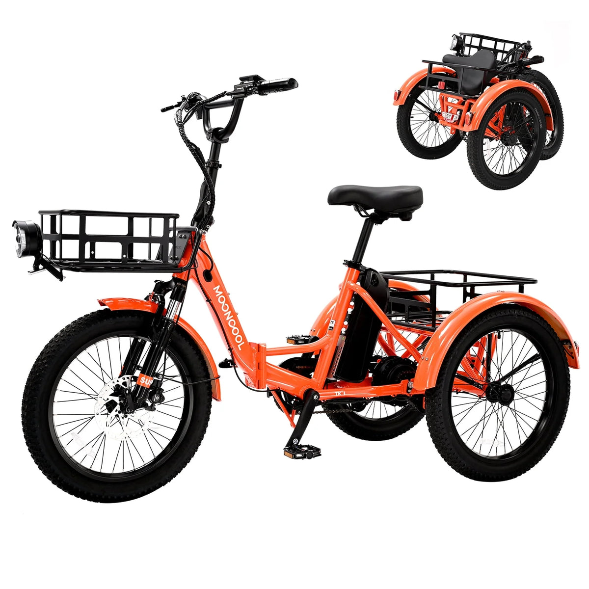 350W 7 Speed 3 Wheel Electric Tricycle with Rear Basket M575