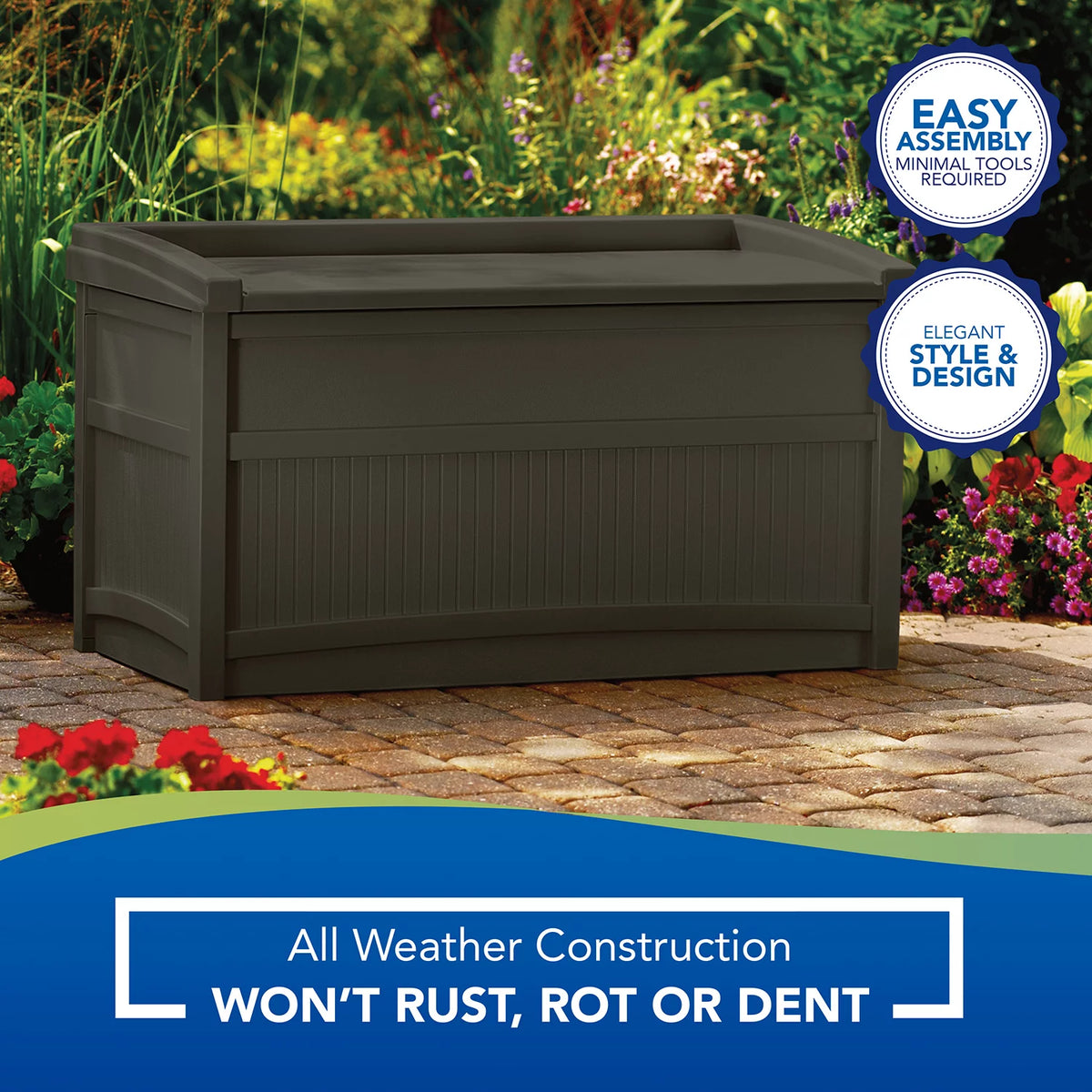 50 gal Resin Outdoor Storage Box with Seat R149896