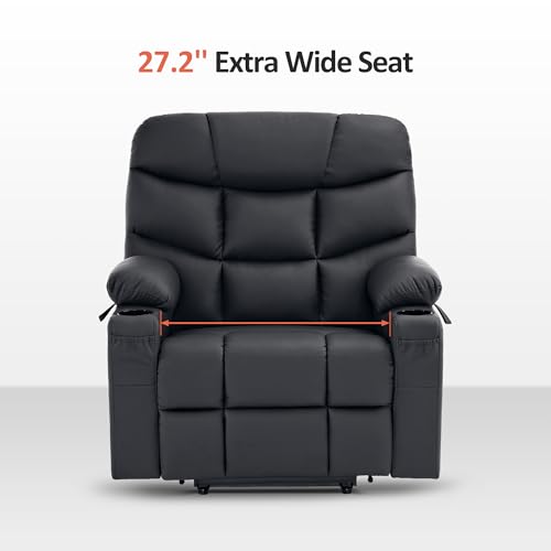 Power Lift Recliner Chair with Extended Footrest Faux Leather E7816