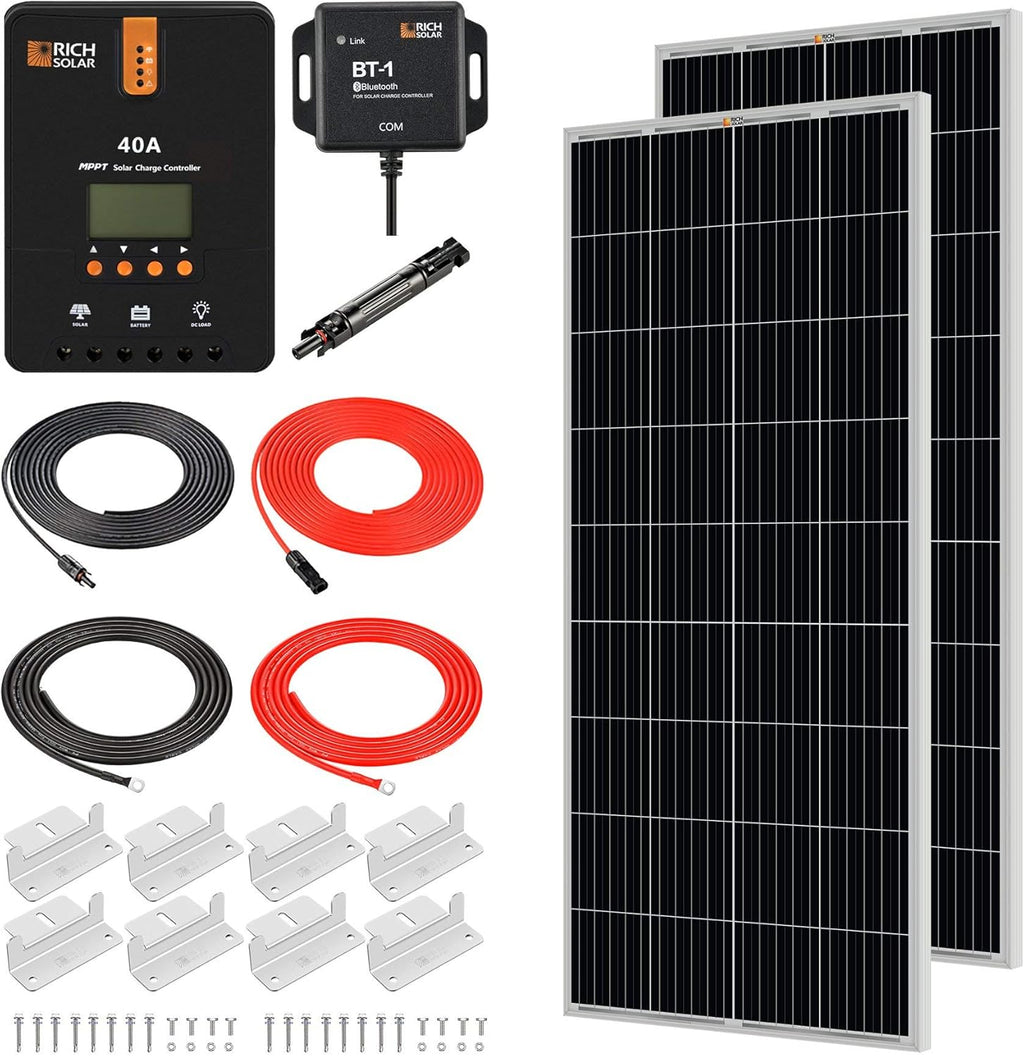 400 Watt 12 Volt 2 Pcs 200W Solar Panel Charge Controller Mounting Brackets Kit M8186