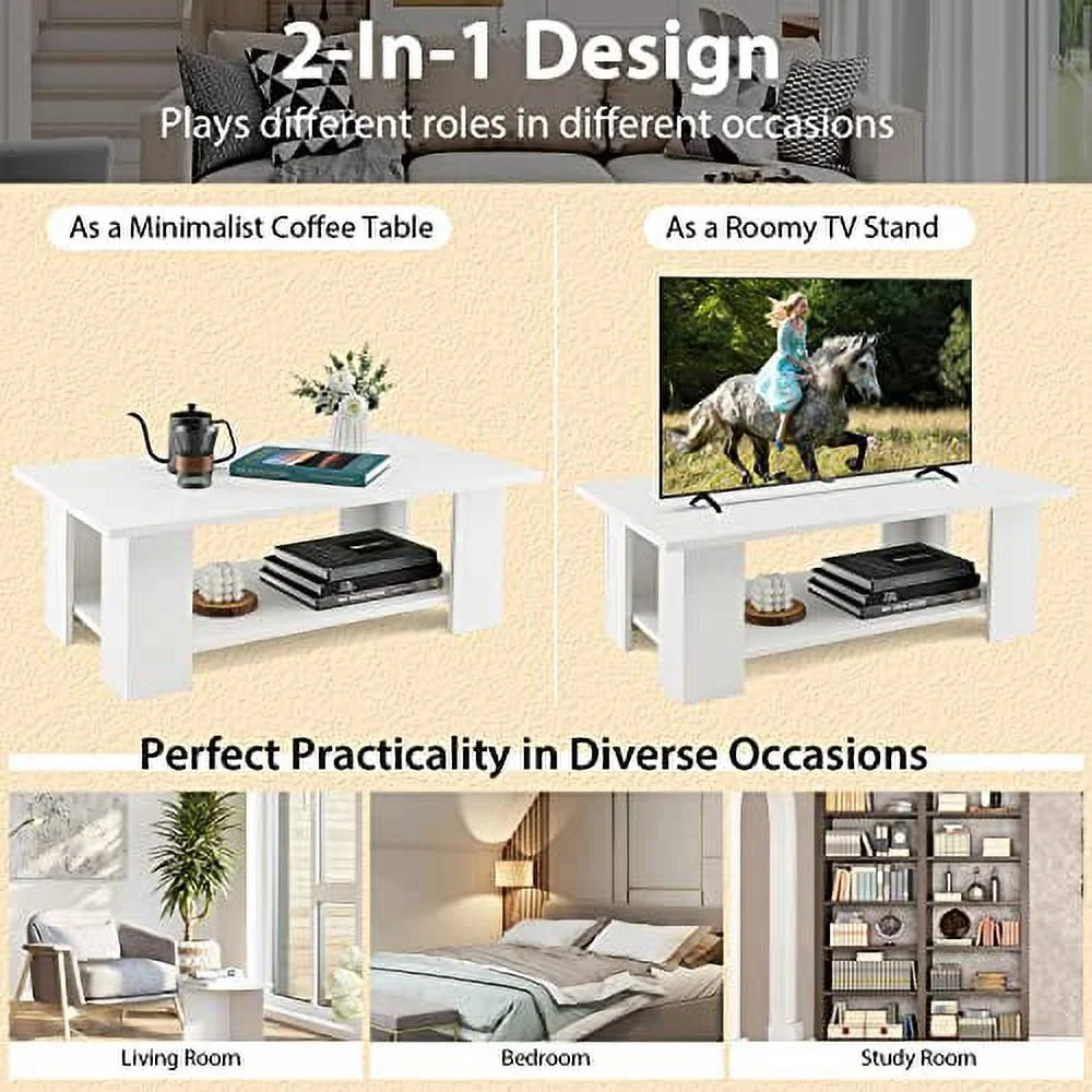 White Coffee Table with Storage I5712