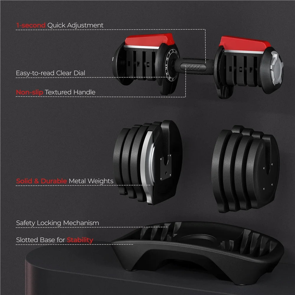 3-40lb 12-in-1 Quick-adjust Dumbbell Weights T61795