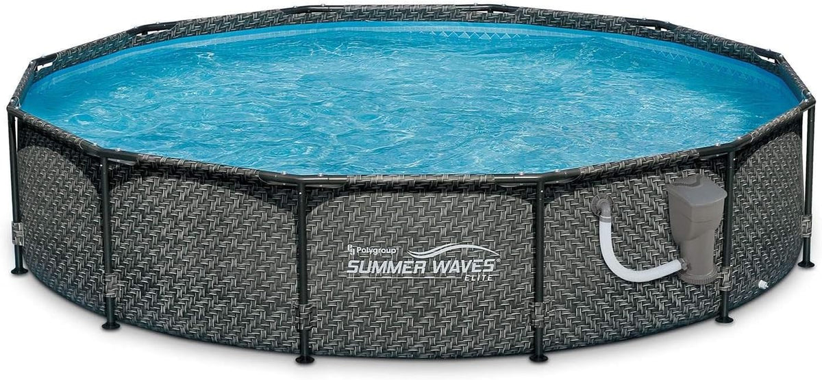 12ft x 33in Round Frame Above Ground Swimming Pool Set with Filter Pump D8132