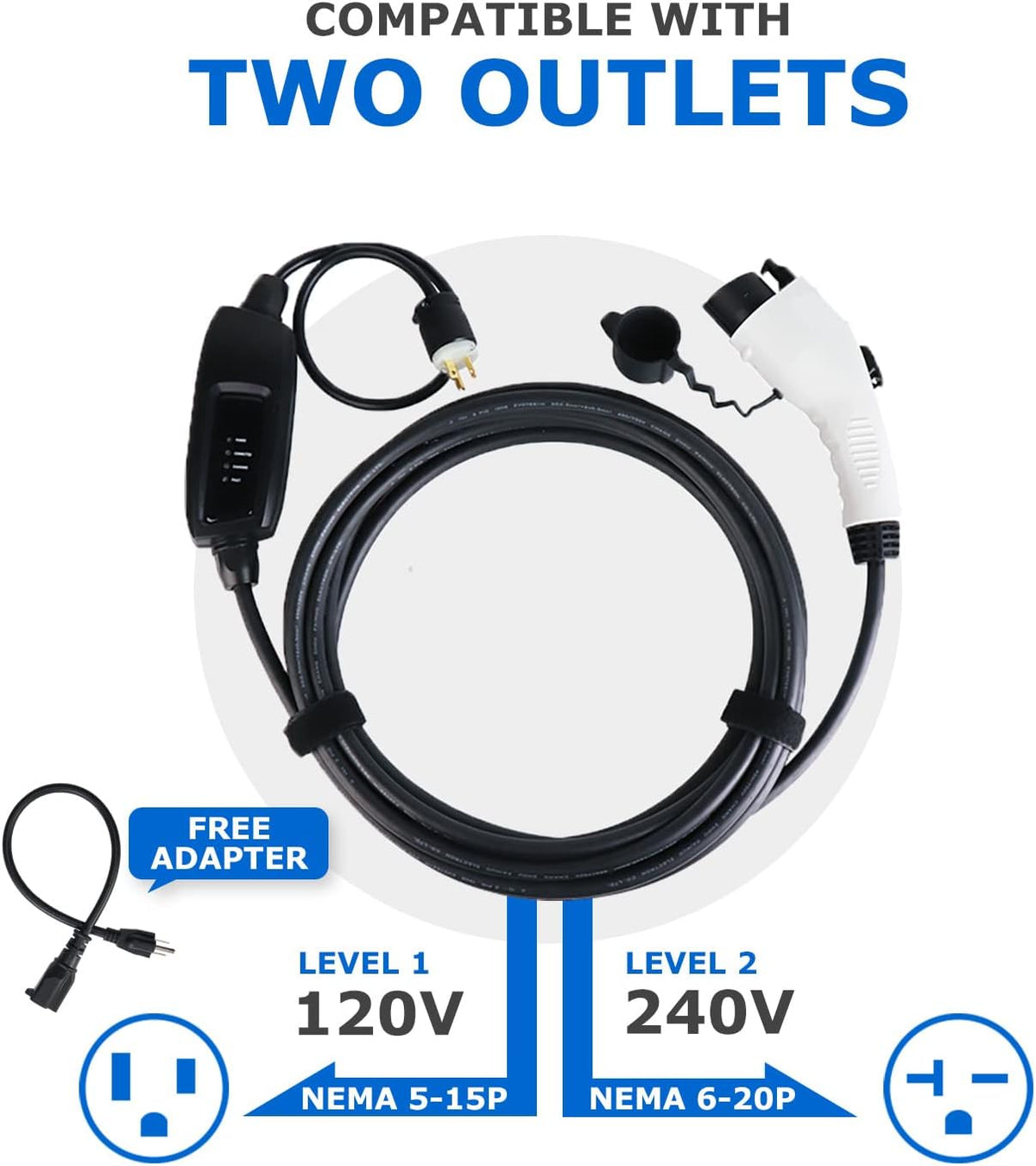 Level 1-2 EV Charger, 16Amp 25 Feet Portable Electric Vehicle Charger Y5608