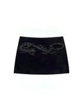 Rhinestone Dragon Pattern Low Waisted Skirt B310