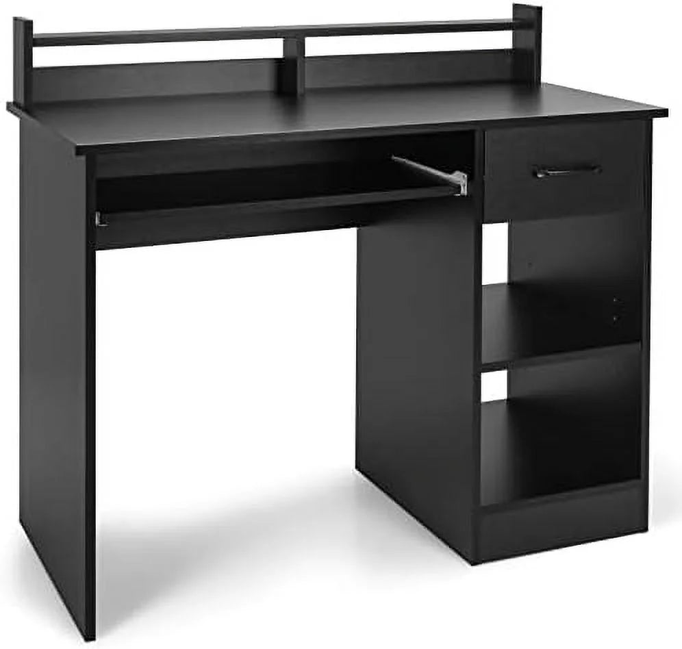 Black Wooden Computer Desk with Drawers W7062