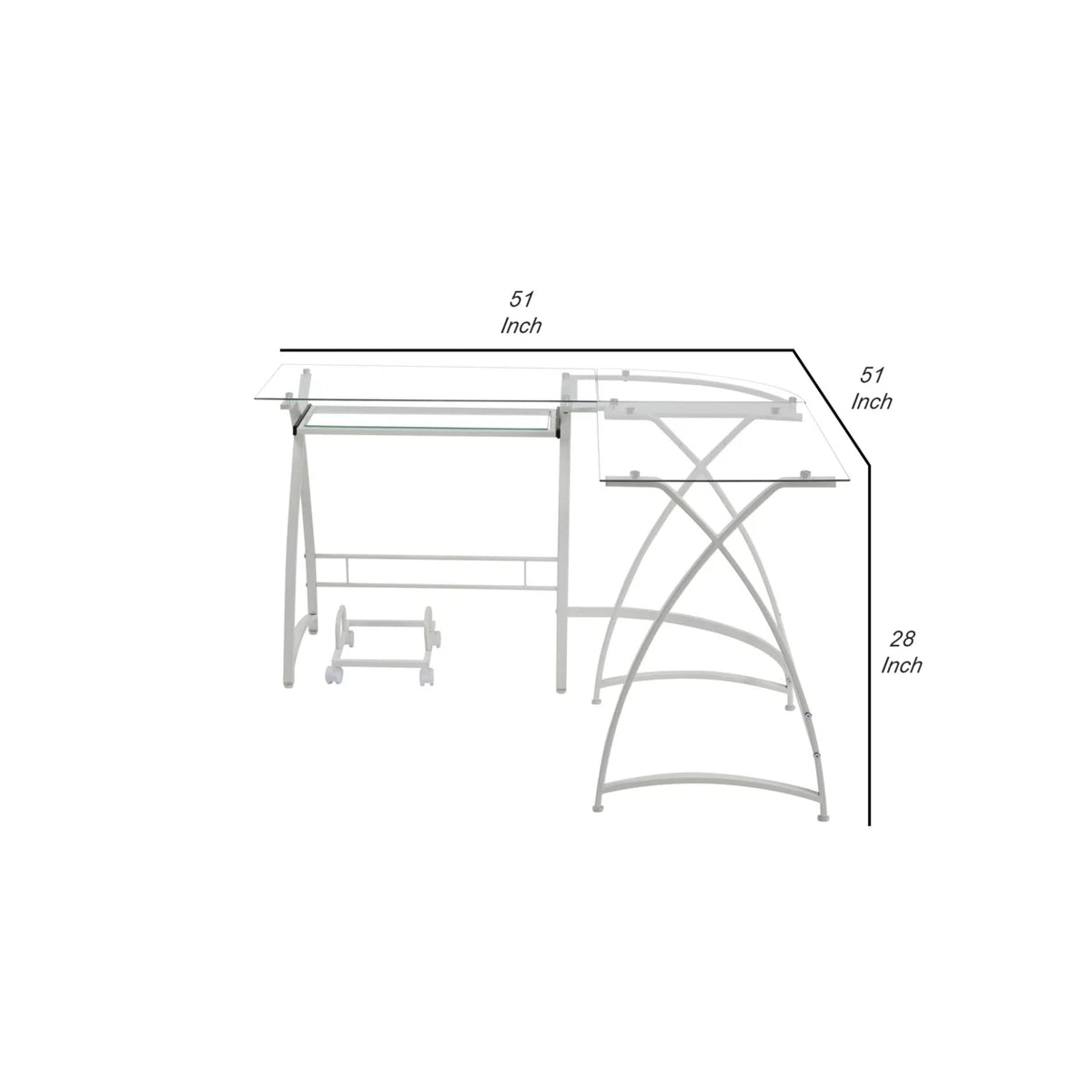 L Shape Computer Desk with CPU Holder and Casters, White D1315