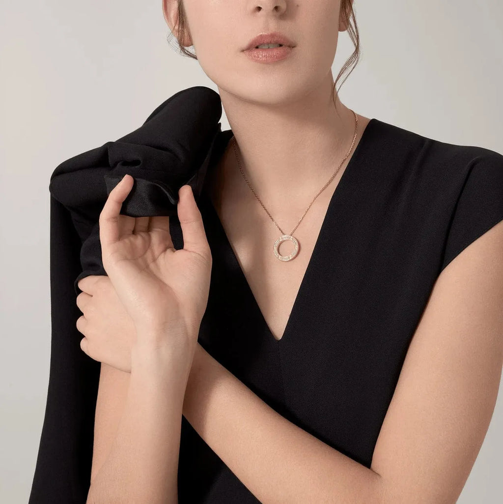Screw Love Necklace With Diamond Paved T22145