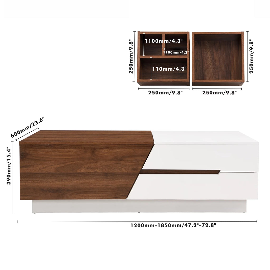 Extendable Coffee Table with Sliding Top and Storage Drawers A59539