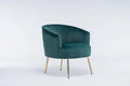 Dark Green Velvet Barrel Accent Chair with Gold Metal Legs O214509